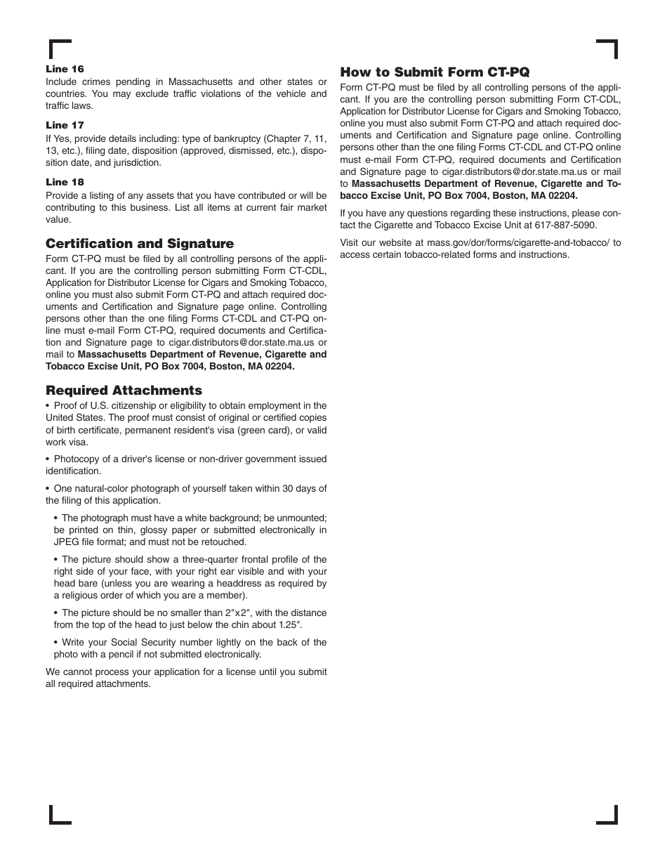 Form CT-PQ Personal Questionnaire - Massachusetts, Page 6