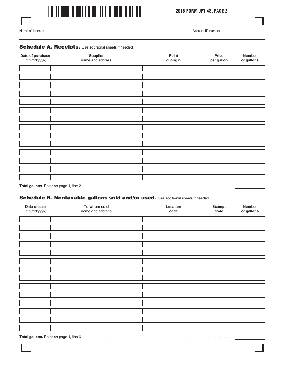 Form JFT-4S Aircraft (Jet) Fuel Supplier Tax Return - Massachusetts, Page 2
