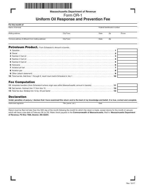 Form OR-1  Printable Pdf