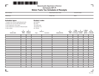 Document preview: Schedule MF-R Motor Fuels Tax Schedule of Receipts - Massachusetts