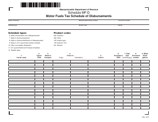 Document preview: Schedule MF-D Motor Fuels Tax Schedule of Disbursements - Massachusetts