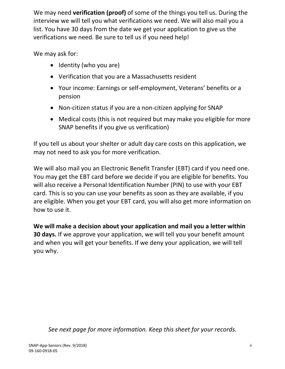Application for Seniors - Massachusetts, Page 2