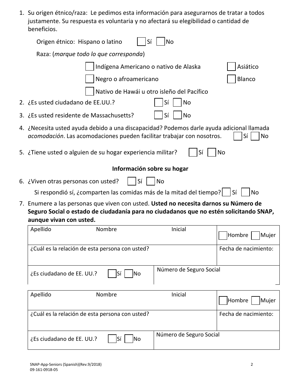 Solicitud Para Personas Mayores - Massachusetts (Spanish), Page 4
