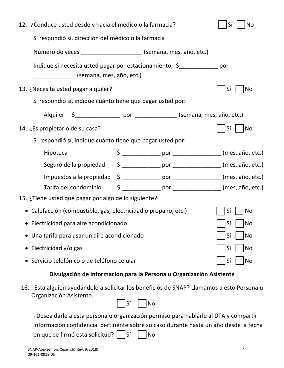 Solicitud Para Personas Mayores - Massachusetts (Spanish), Page 6