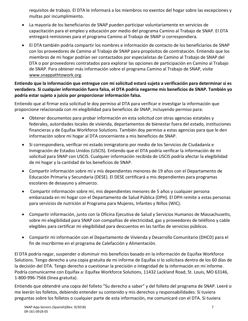 Solicitud Para Personas Mayores - Massachusetts (Spanish), Page 9
