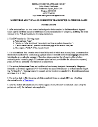 Motion for Additional or Corrected Transcript(S) in Criminal Cases - Massachusetts