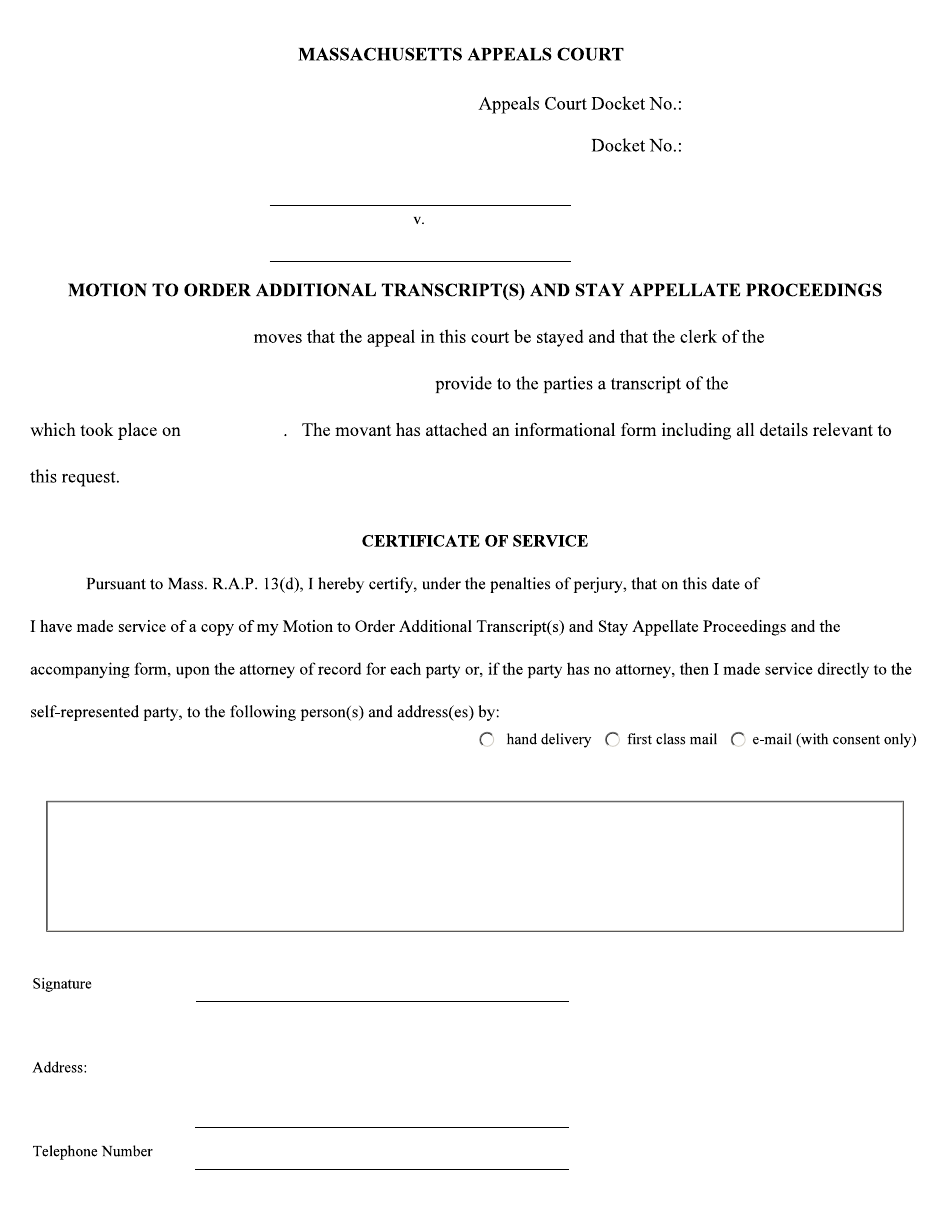 Motion for Additional or Corrected Transcript(S) in Criminal Cases - Massachusetts, Page 3