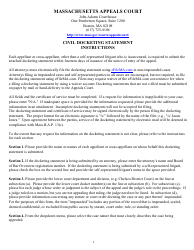 Civil Docketing Statement Form - Massachusetts