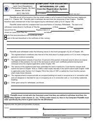 Document preview: Form LCSBQ-VWD-COMPL Complaint for Voluntary Withdrawal of Land From the Registration System - Massachusetts