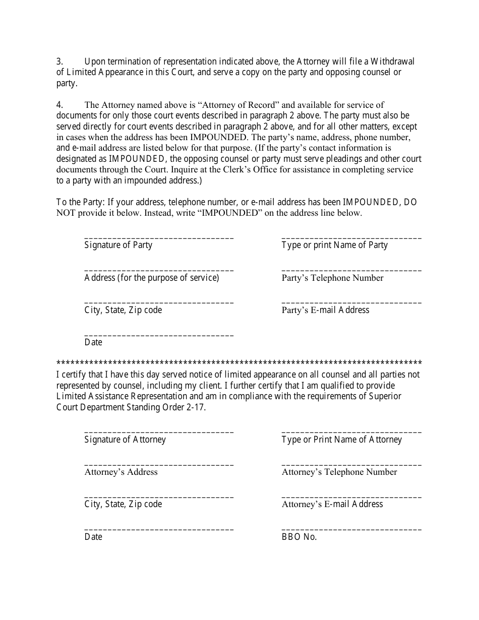 Massachusetts Notice of Limited Appearance - Fill Out, Sign Online and ...