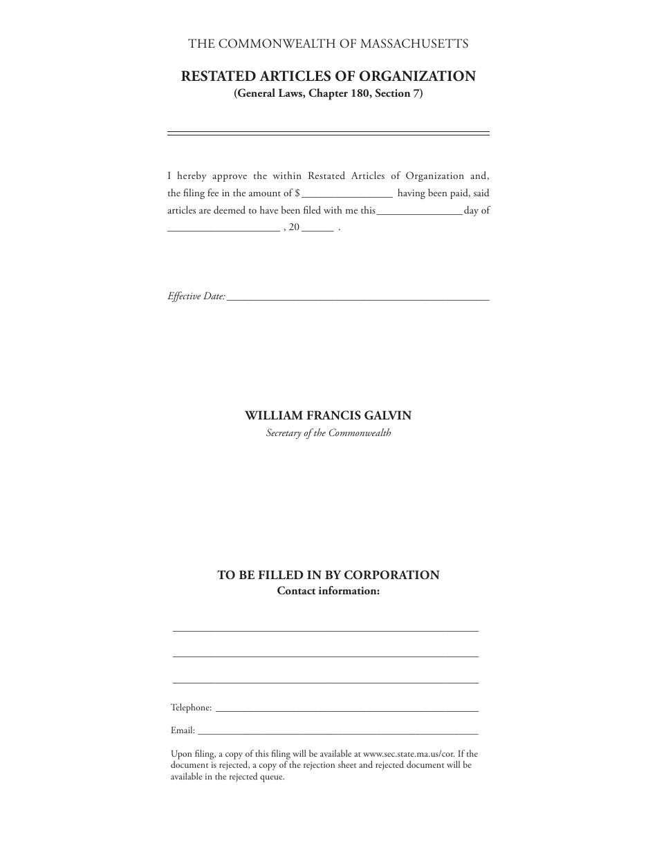Form 180RES Restated Articles of Organization - Massachusetts, Page 4