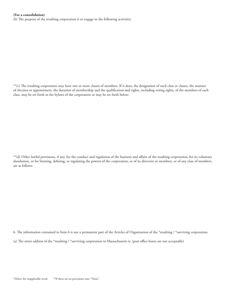 Form 18010M Articles of Consolidation / Merger - Domestic and Domestic Corporations - Massachusetts, Page 2