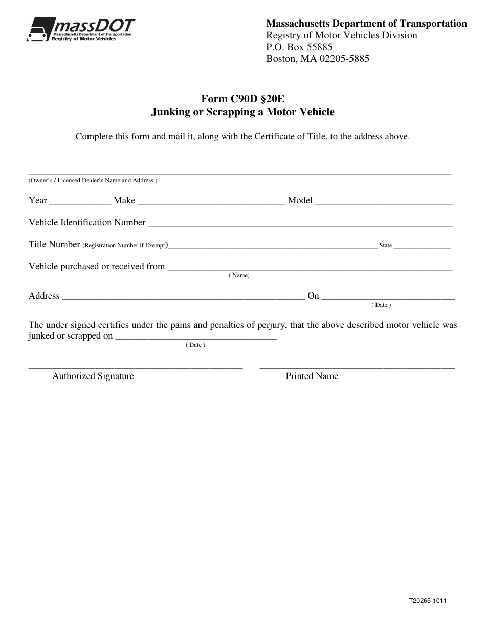 Form T20265 (C90D) - Fill Out, Sign Online and Download Printable PDF ...