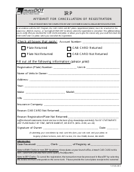Document preview: Form T21503 Irp Affidavit for Cancellation of Registration - Massachusetts