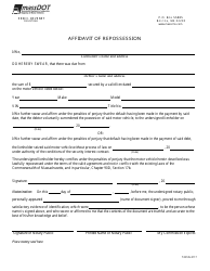 Document preview: Form T20145 Affidavit of Repossession - Massachusetts