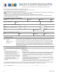 Form MAB100 Application for Disabled Parking Placard/Plate - Massachusetts