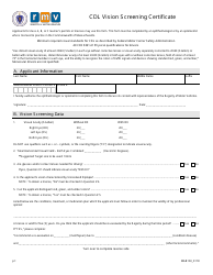 Form MAB103 Cdl Vision Screening Certificate - Massachusetts