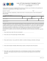 Document preview: Form MAB108 Loss of Consciousness Evaluation Form - Massachusetts