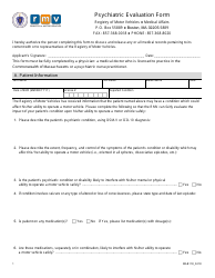 Document preview: Form MAB118 Psychiatric Evaluation Form - Massachusetts