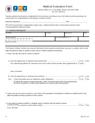 Document preview: Form MAB106 Medical Evaluation Form - Massachusetts