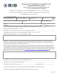 Document preview: Form LE102 Request for Fraudulent License/Id Card Suspension/Revocation - Massachusetts