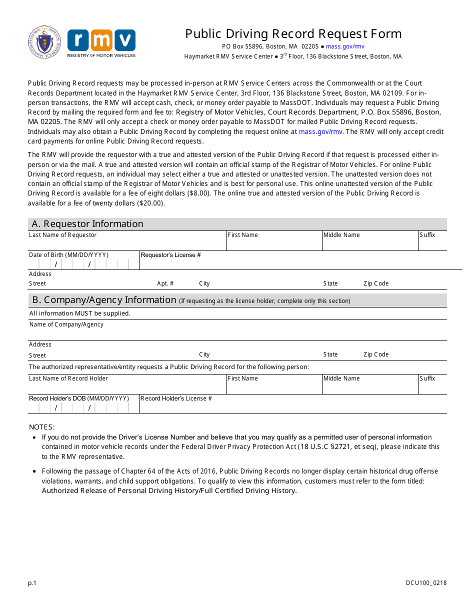 Form DCU100 Fill Out, Sign Online and Download Printable PDF