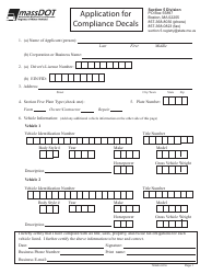 Document preview: Form T20823 Application for Compliance Decals - Massachusetts