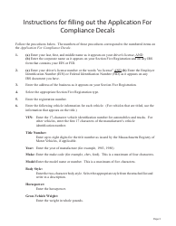 Form T20823 Application for Compliance Decals - Massachusetts, Page 3