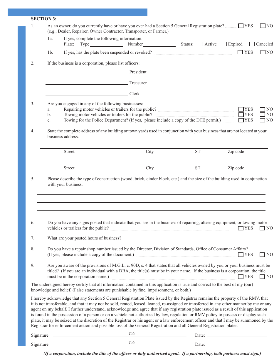 Application for Repair Registration - Massachusetts, Page 4