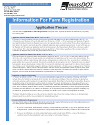 Application for Farm Registration - Massachusetts, Page 2