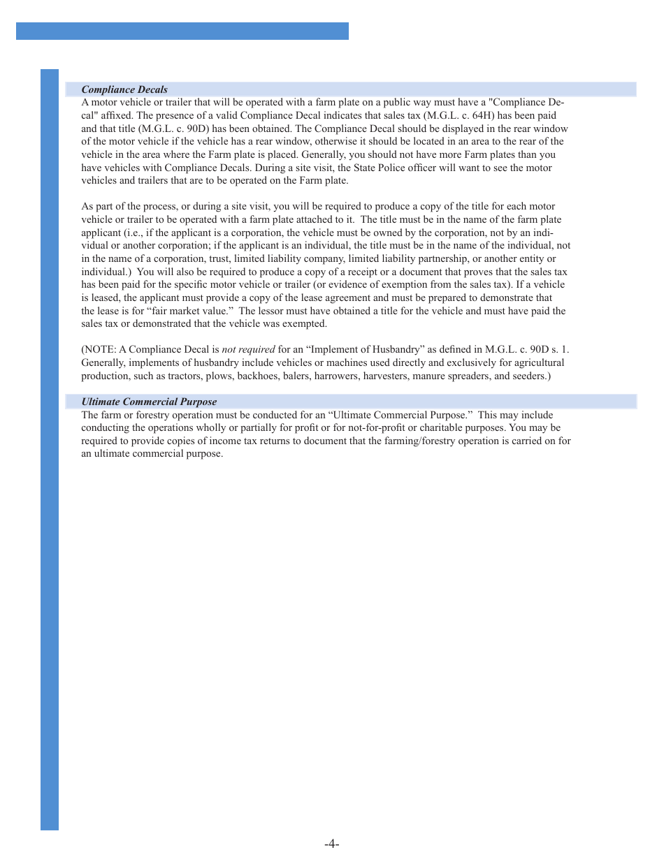 Application for Farm Registration - Massachusetts, Page 4