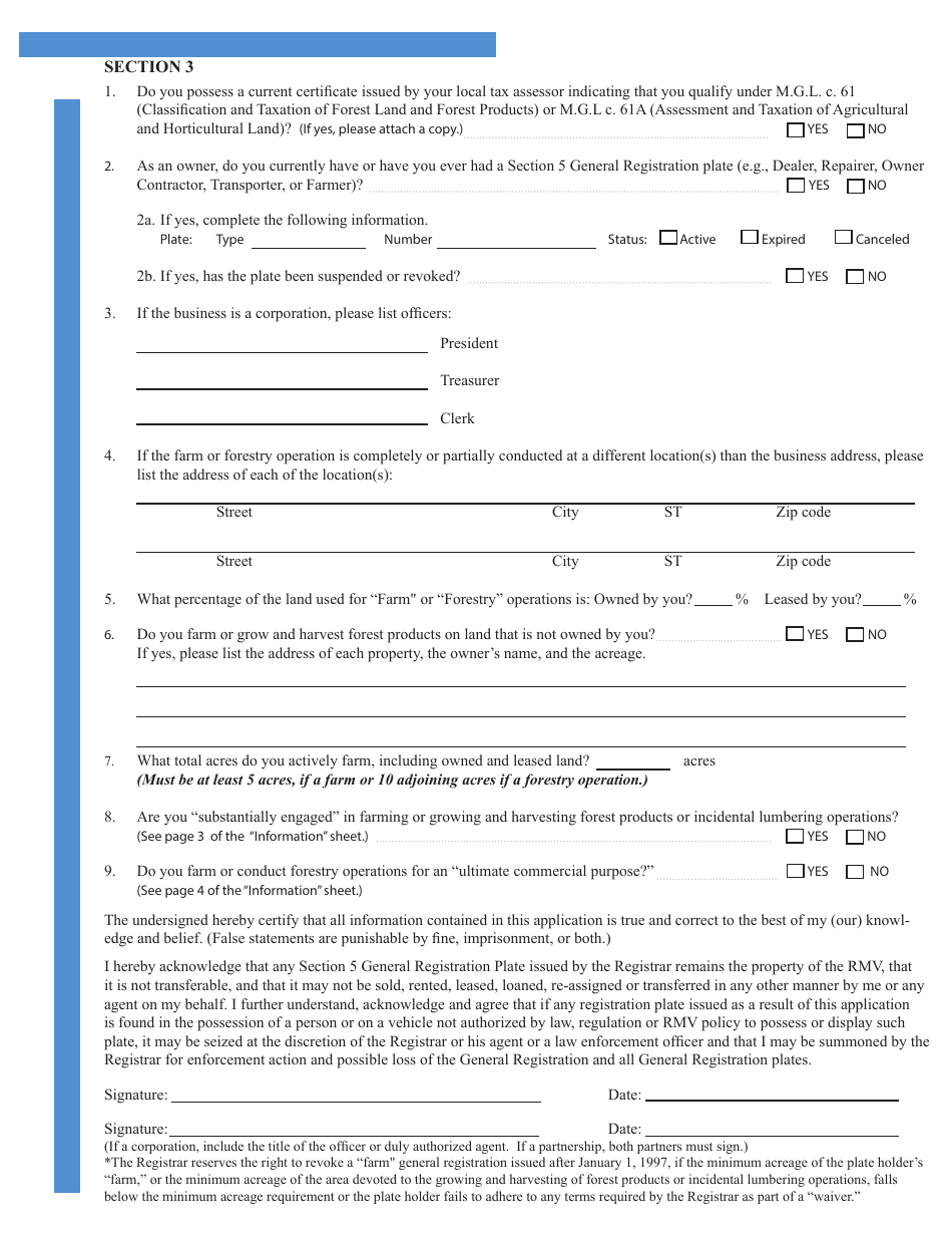 Application for Farm Registration - Massachusetts, Page 6