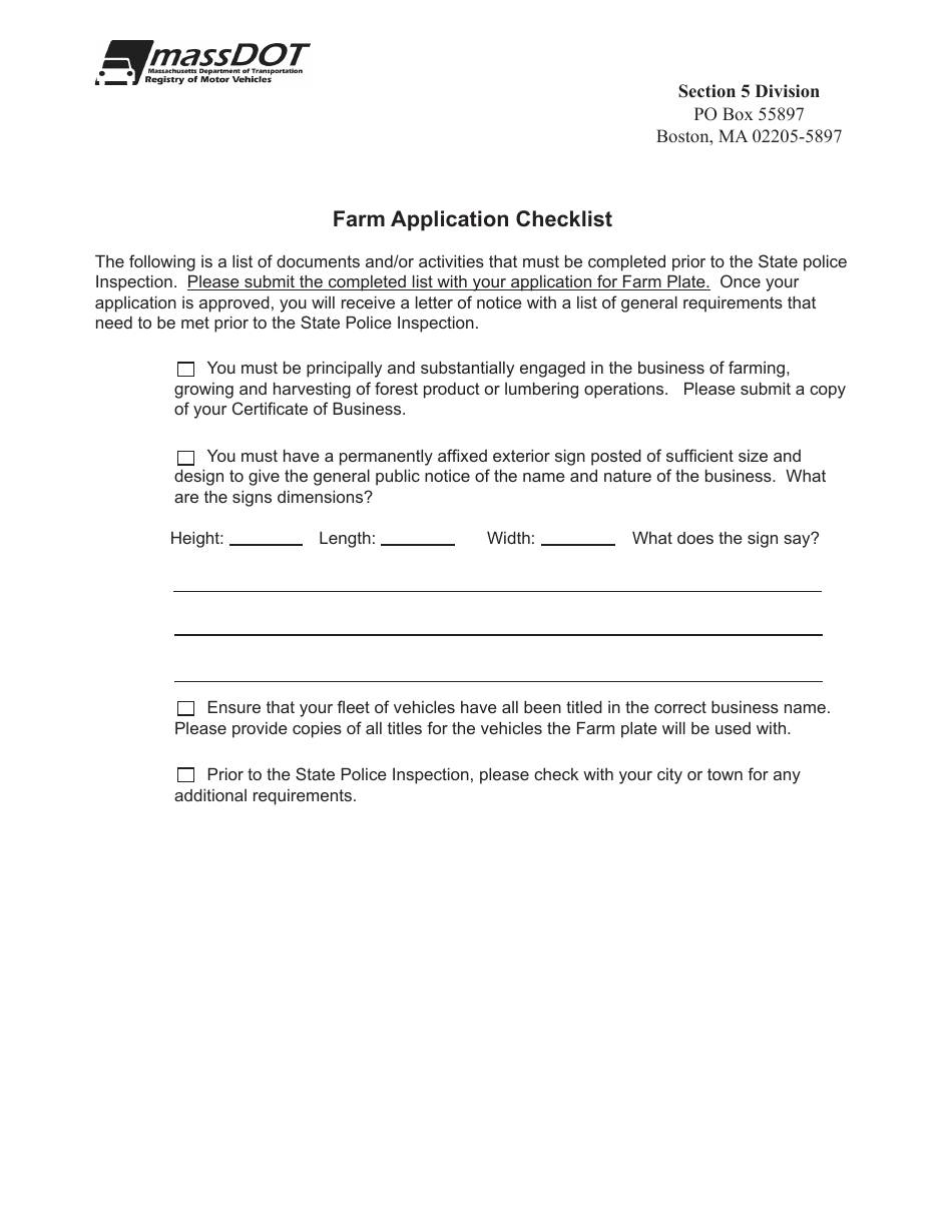 Application for Farm Registration - Massachusetts, Page 7