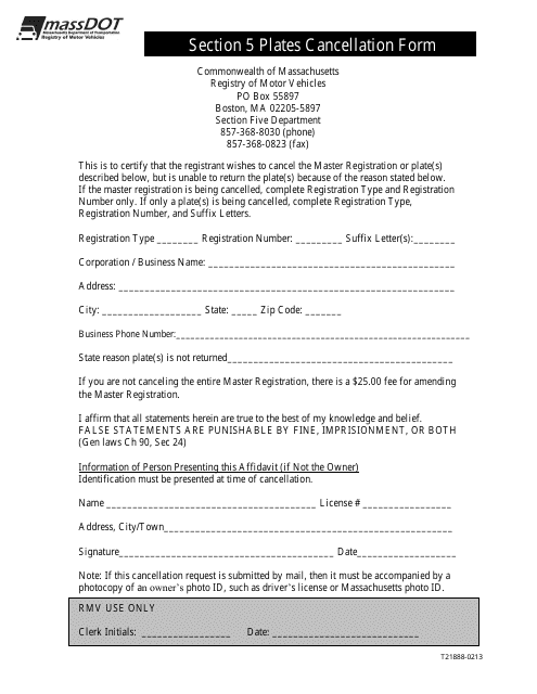 Massachusetts Section 12 Form