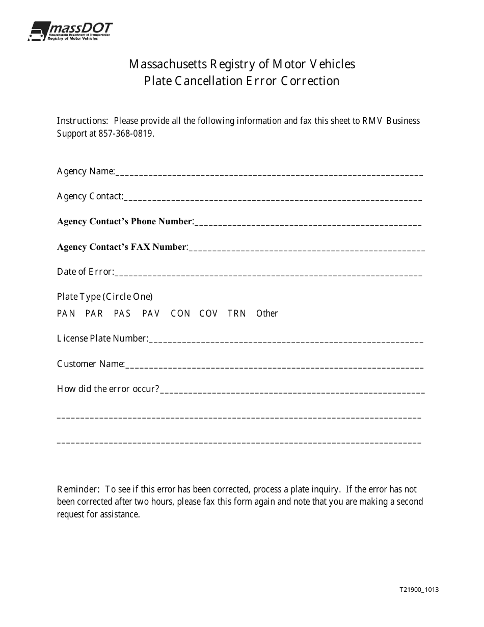 Form T21900 Fill Out, Sign Online and Download Printable PDF