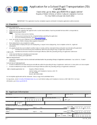 Form VSC101 Application for a School Pupil Transportation (7d) Certificate - Massachusetts