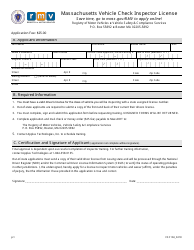 Document preview: Form VSC104 Massachusetts Vehicle Check Inspector License - Massachusetts