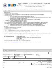 Form VSC107 Application for a School Bus Driver Certificate - Massachusetts