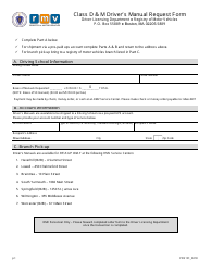 Document preview: Form PDS101 Class D & M Driver's Manual Request Form - Massachusetts