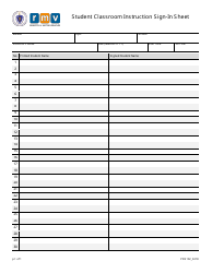 Form PDS102 &quot;Student Classroom Instruction Sign-In Sheet&quot; - Massachusetts