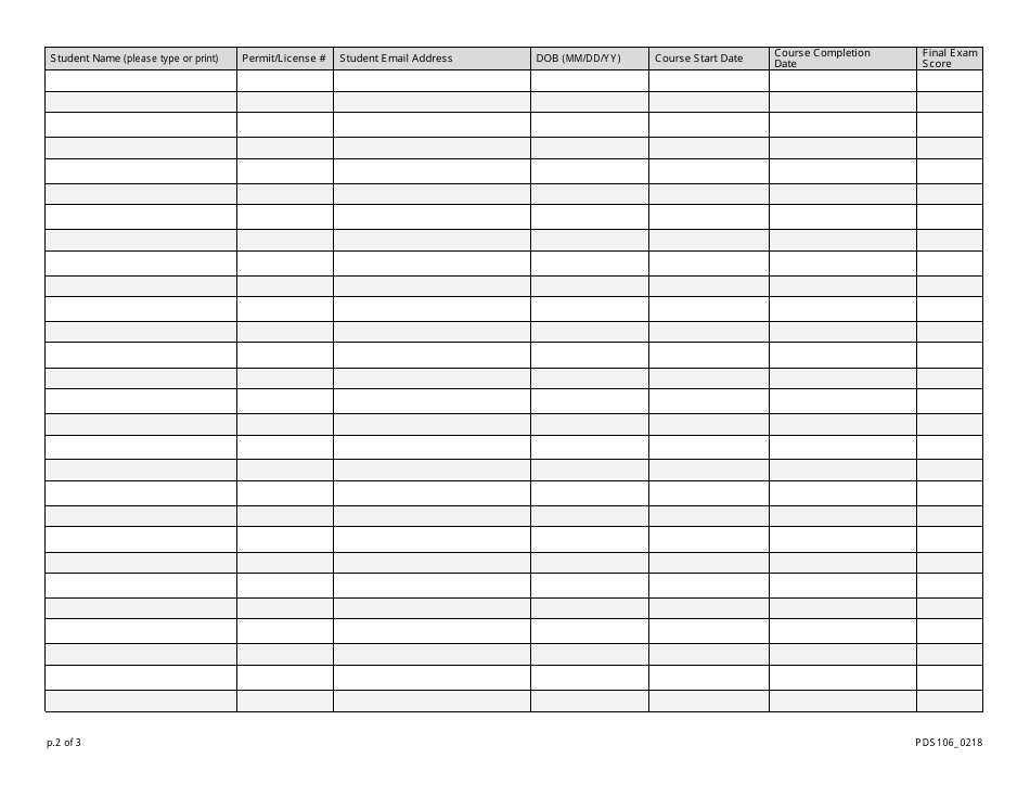 Form PDS106 Driver Education Certification Request Form - Massachusetts, Page 3