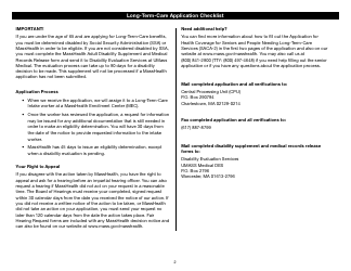 Form LTC AC &quot;Long-Term-Care Application Checklist&quot; - Massachusetts, Page 2