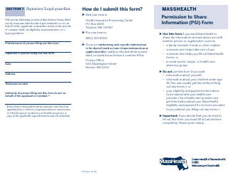 Form PSI Permission to Share Information (Psi) Form - Massachusetts