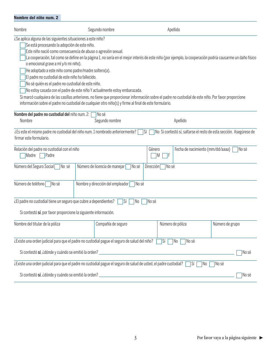 Formulario NCP-1 (SP) Formulario Para Padre No Custodial - Massachusetts (Spanish), Page 3