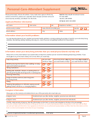 Document preview: Form PCA-SUPP Personal-Care-Attendant Supplement - Massachusetts