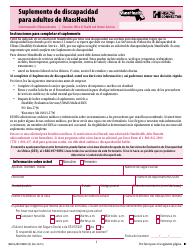 Document preview: Formulario MADS-A/MR COMBO (SP) Suplemento De Discapacidad Para Adultos De Masshealth - Massachusetts (Spanish)