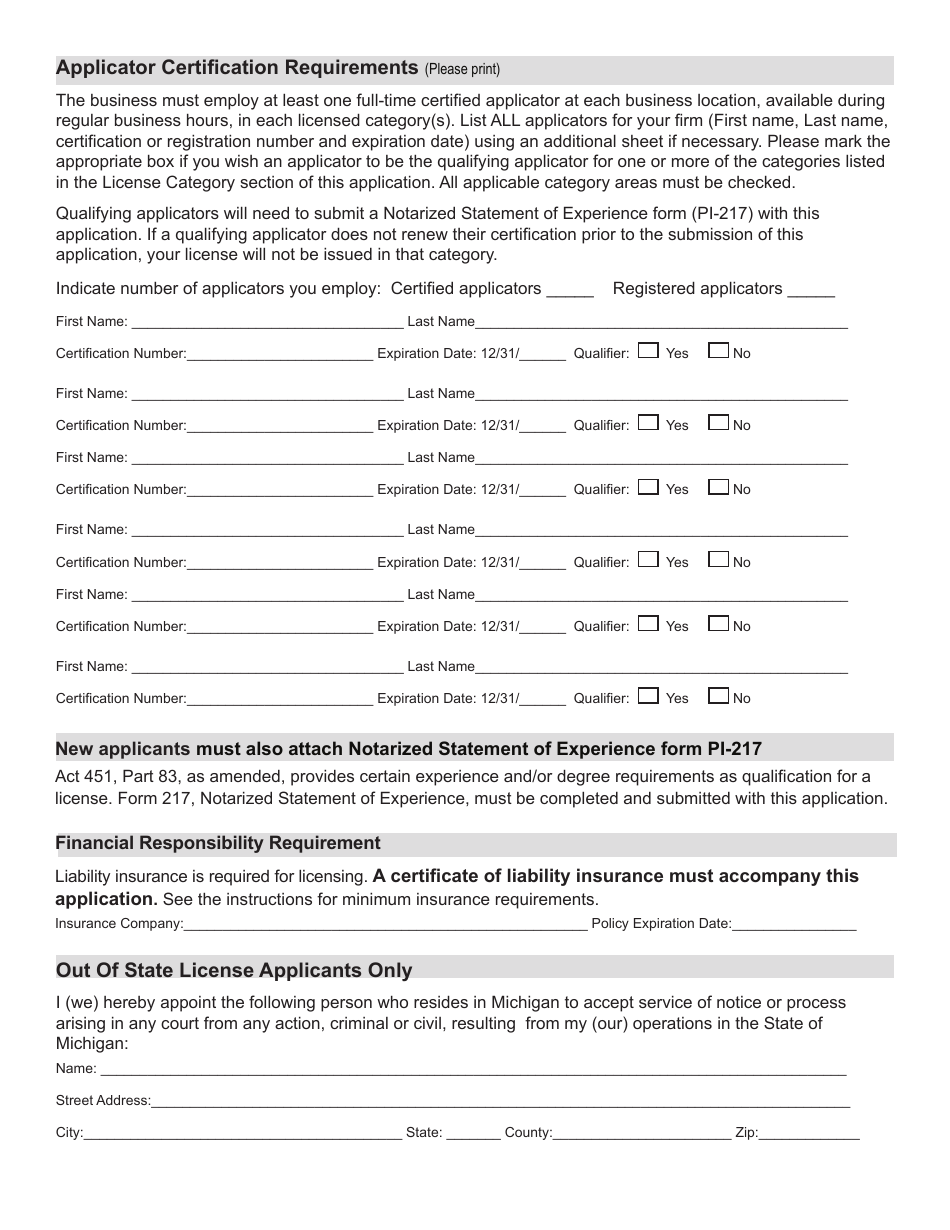 Form PI079C Download Fillable PDF or Fill Online Pesticide Applicator