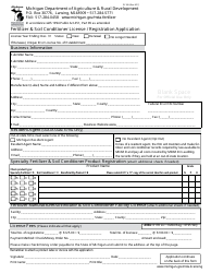 Form PI-106 Fertilizer &amp; Soil Conditioner License / Registration Application - Michigan