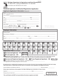 Document preview: Form PI-232 Pesticide Applicator Certification/Registration Application - Michigan