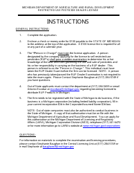 Form PI-007 Restricted Use Pesticide Dealer License Application - Michigan, Page 2